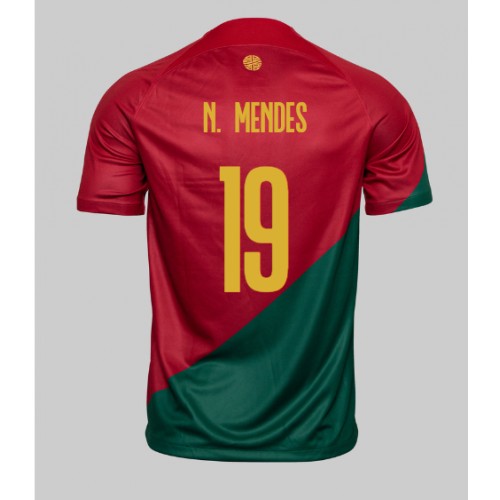 Portugal Nuno Mendes #19 Replika Hjemmebanetrøje VM 2022 Kortærmet